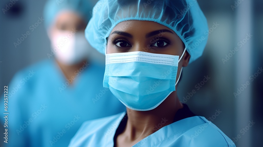 Doctor in Surgical Mask in Blurred Background Doctor in Surgical Mask in Blurred Background