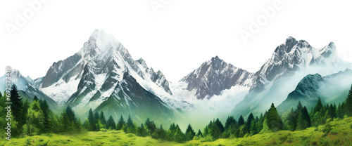 Picturesque landscape with majestic mountain peaks photo
