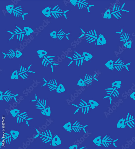 Vector fish pattern illustration. Art with stylized fish in simple lines. Design for wallpapers, backgrounds, fabrics, etc.