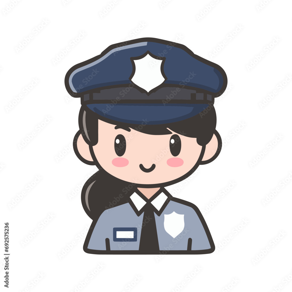 Police women avatar flat vector ilustration. Security, guard, police concept Police women avatar flat vector ilustration. Security, guard, police concept