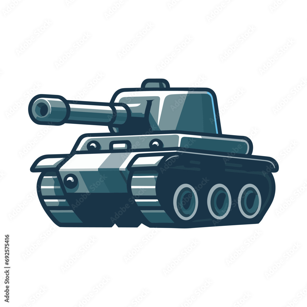 Old simple tank green and grey color flat style. vector illustration, isolated image