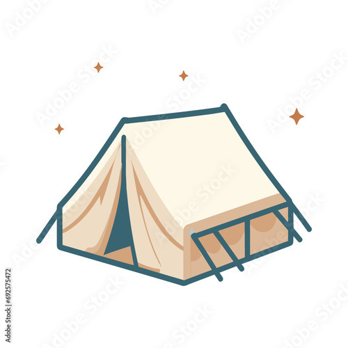 Camping tent flat vector illustration. Isolated outdoor illustration. Hiking  hunting  fishing  camping. Tourist tent design over white background.