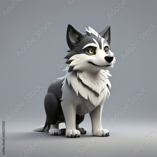 Little wolf in the big world of cartoons: Black and white design