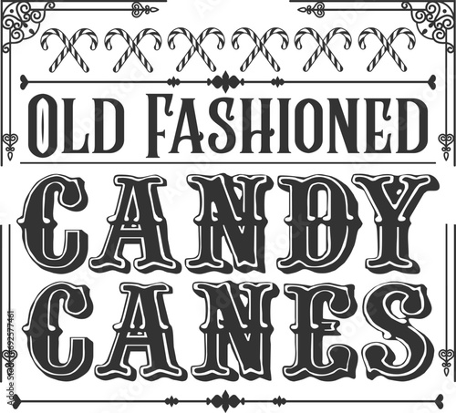 Old Fashioned Candy Canes - Vintage Christmas Illustration