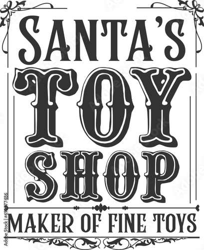 Santa's Toy Shop - Vintage Christmas Illustration