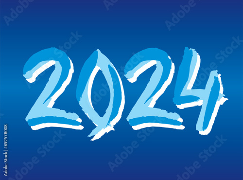 Text, artistic inscription, 2024. New Year 2024. Christmas and new year. Lettering and letter. Blue colors. Vector graphics.