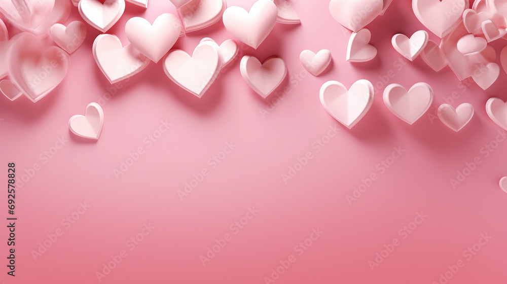 Delightful paper hearts in the shape of love, floating gracefully on a mesmerizing pink backdrop, radiating charm and elegance.