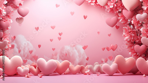 Dive into the celebration of love with a delightful Valentine's Day background adorned with heart-shaped elements and a sweet pink color palette.