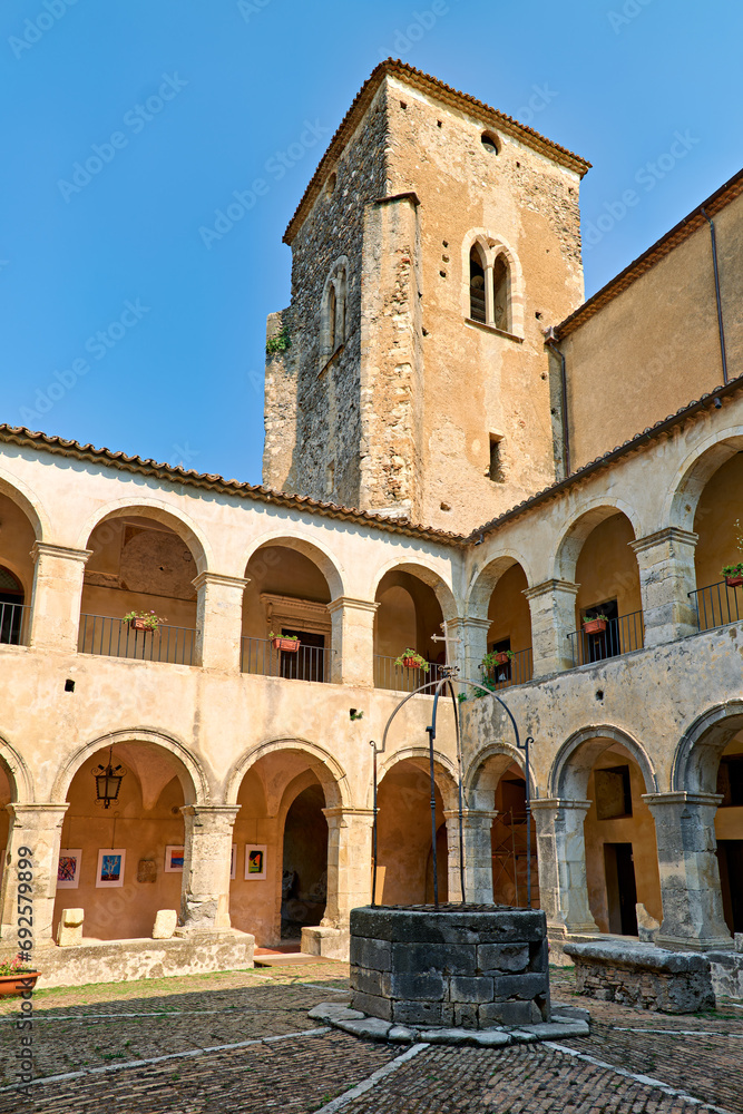 Altomonte Calabria Italy. Santa Maria della Consolazione gothic angevin church. The cloister