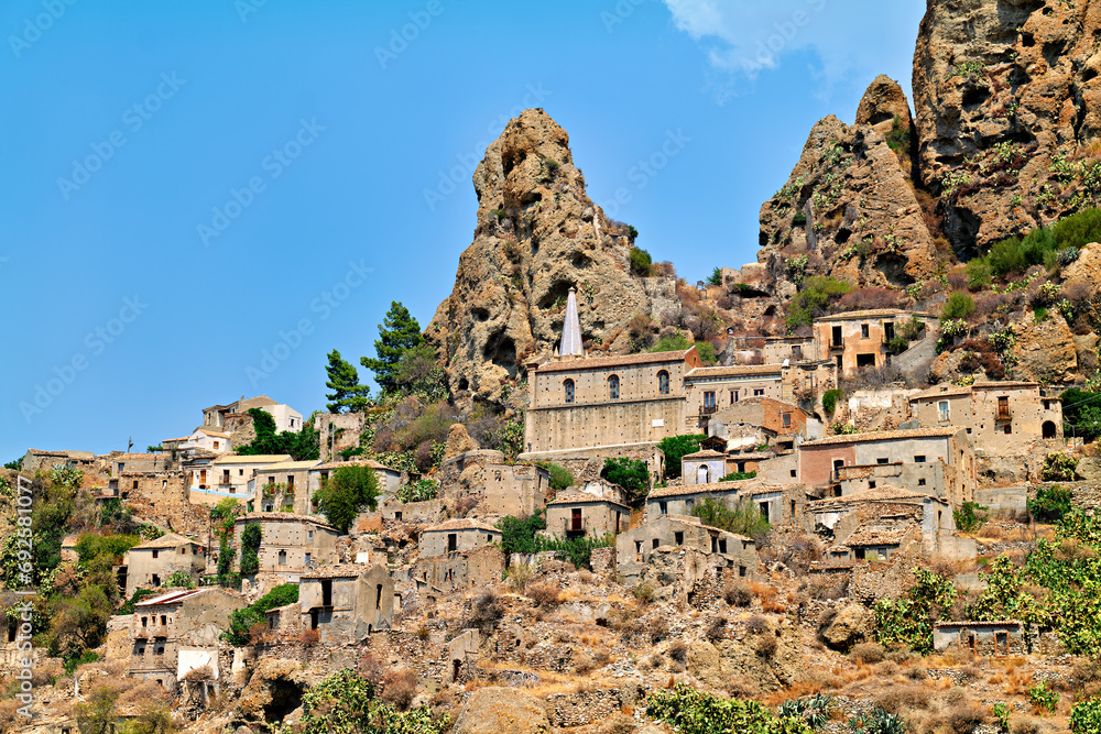 Pentedattilo Calabria Italy. Abandoned ghost town