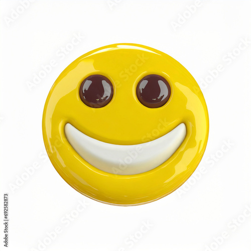 Realistic yellow smile face icon white background