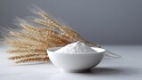 Wheat flour made from the whole grain isolated Ai Generative