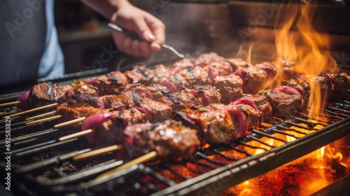 Wallpaper Mural chef expertly grilling skewers for a Middle Eastern kebab dish generative ai Torontodigital.ca