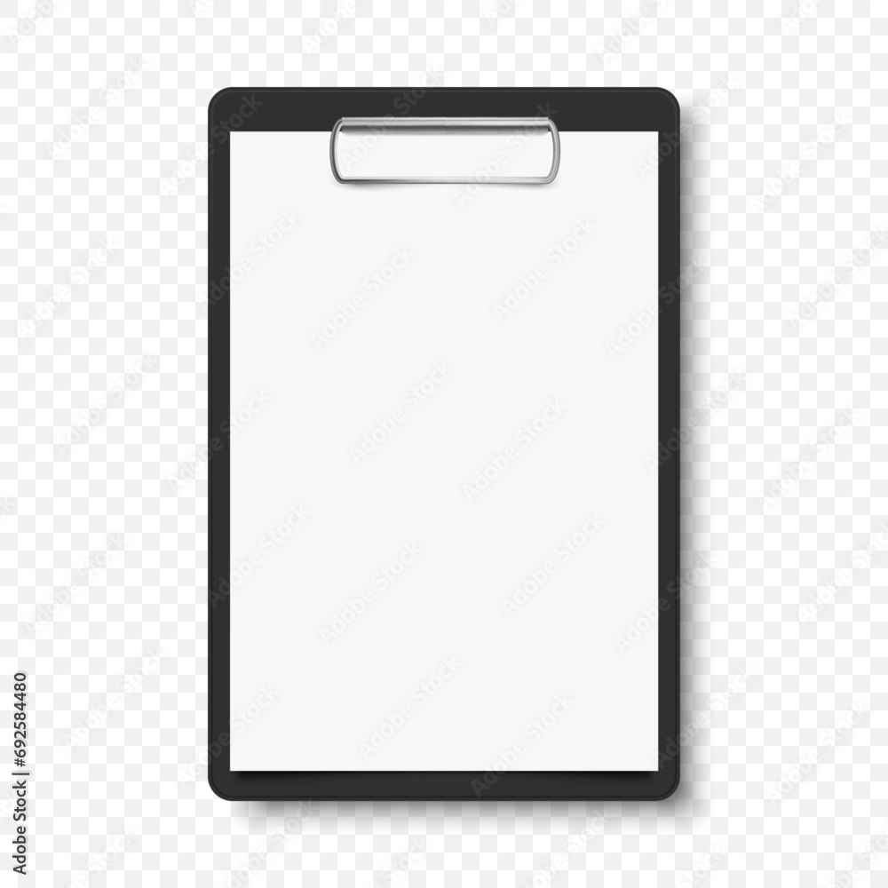 Black clipboard with blank white sheet Black clipboard with blank white sheet