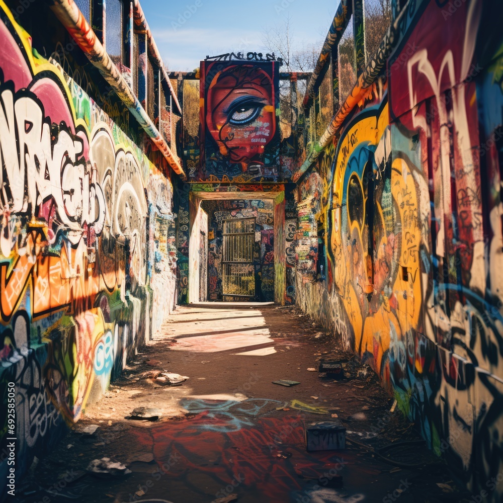Fototapeta premium A vibrant and colorful graffiti mural on the castle 