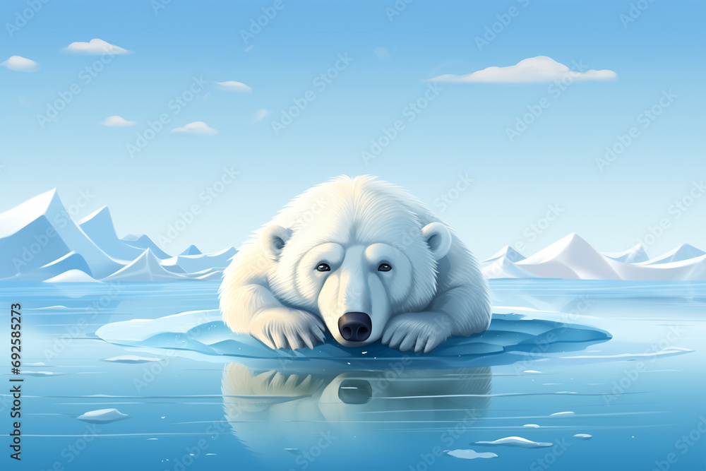 Colar bear on a piece of ice. Global warming concept Colar bear on a piece of ice. Global warming concept