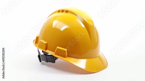 Yellow safety helmet isolated on white background Ai Generative