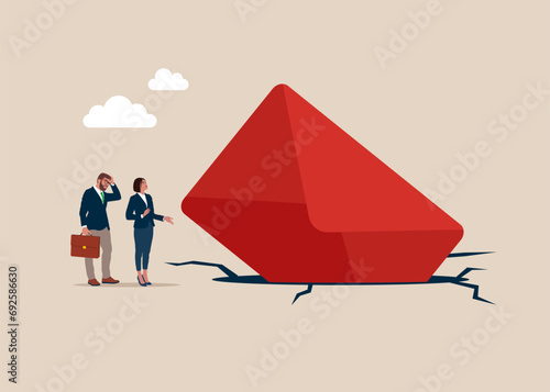 E-mail fell into a pit. Burnout or no idea. Burnout financial and investment growth. Flat vector illustration