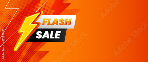 The orange flash sale banner design is suitable for retail promotions