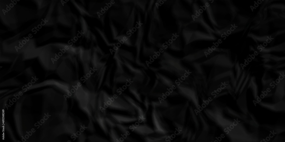 Dark black craft wrinkly paper crumpled texture. black fabric textured crumpled grunge paper background. panorama black paper texture background, crumpled pattern texture background. Dark black craft wrinkly paper crumpled texture. black fabric textured crumpled grunge paper background. panorama black paper texture background, crumpled pattern texture background.