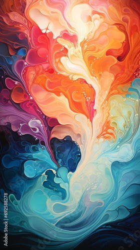 An abstract blend of liquid colors mixing and flowing together, creating a dynamic and captivating texture