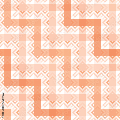 Seamless peach fuzz color diagonal and zigzag pattern. Color of the year 2024