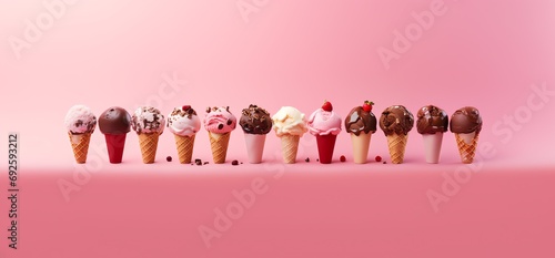 a row of ice cream cones © sergiu