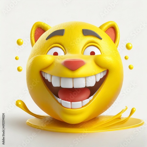 Laughing Smiley yellow icon white background photo