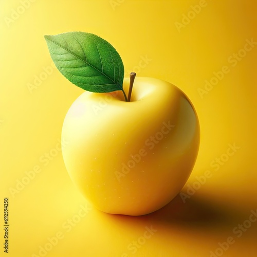 yellow apple with leaf 