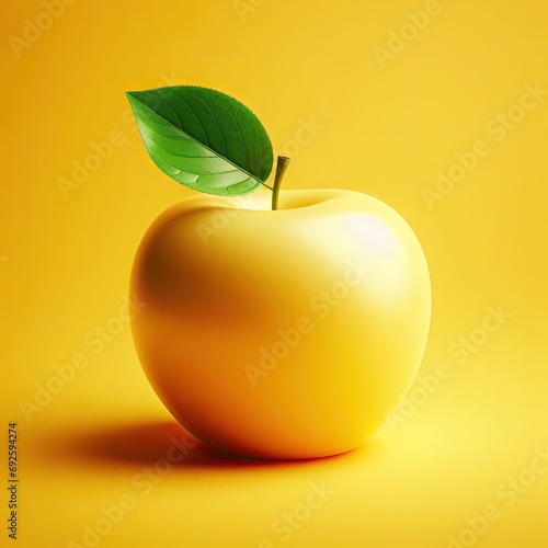 yellow apple with leaf 