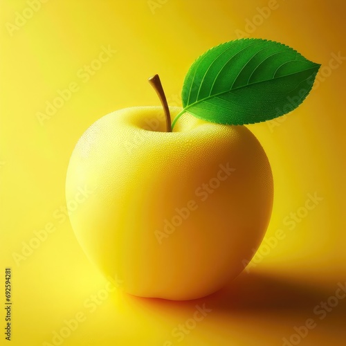 yellow apple with leaf 