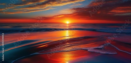 Fantasy sunset over ocean or sea.