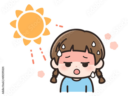 熱中症の女の子のイラスト