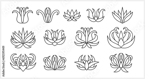 Lotus flower doodle icon isolated. Sketch vector stock illustration. EPS 10
