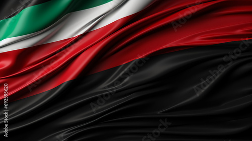 Palestine flag of silk with copyspace for your text or images and black background -3D illustration photo