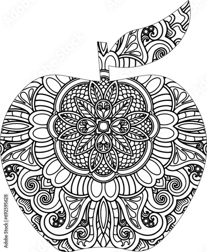 Apple Mandala hand-drawn Design