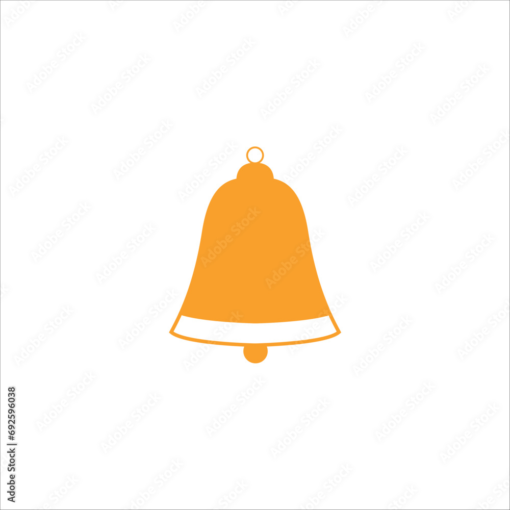 White outlined golden yellow bell Icon on white background. White outlined golden yellow bell Icon on white background.