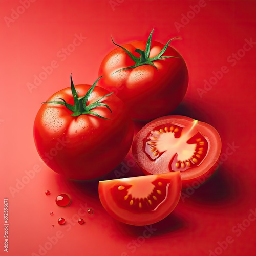 tomato isolated on red
