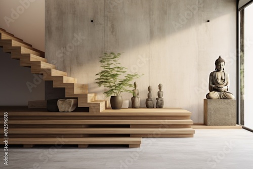 Luxury contemporary interior design with sleek wooden stairs