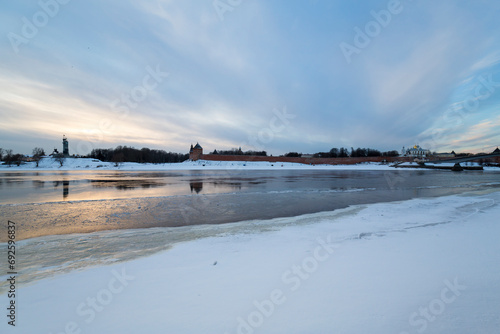 View of Volkhov river and Novgorod Kremlin © gumbao