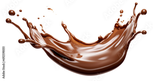 Chocolate dripping, Chocolate splash isolated on white background