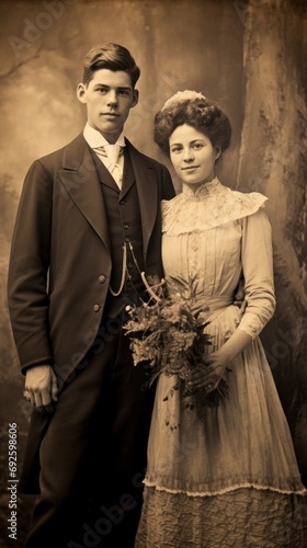  vintage antique 18th century photo of husband and wife