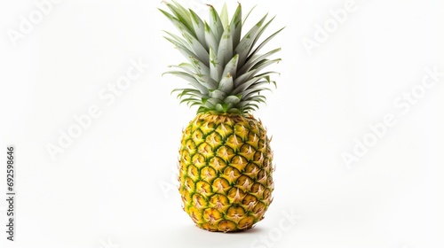 a solo pineapple, its spiky exterior standing out on a pure white background.