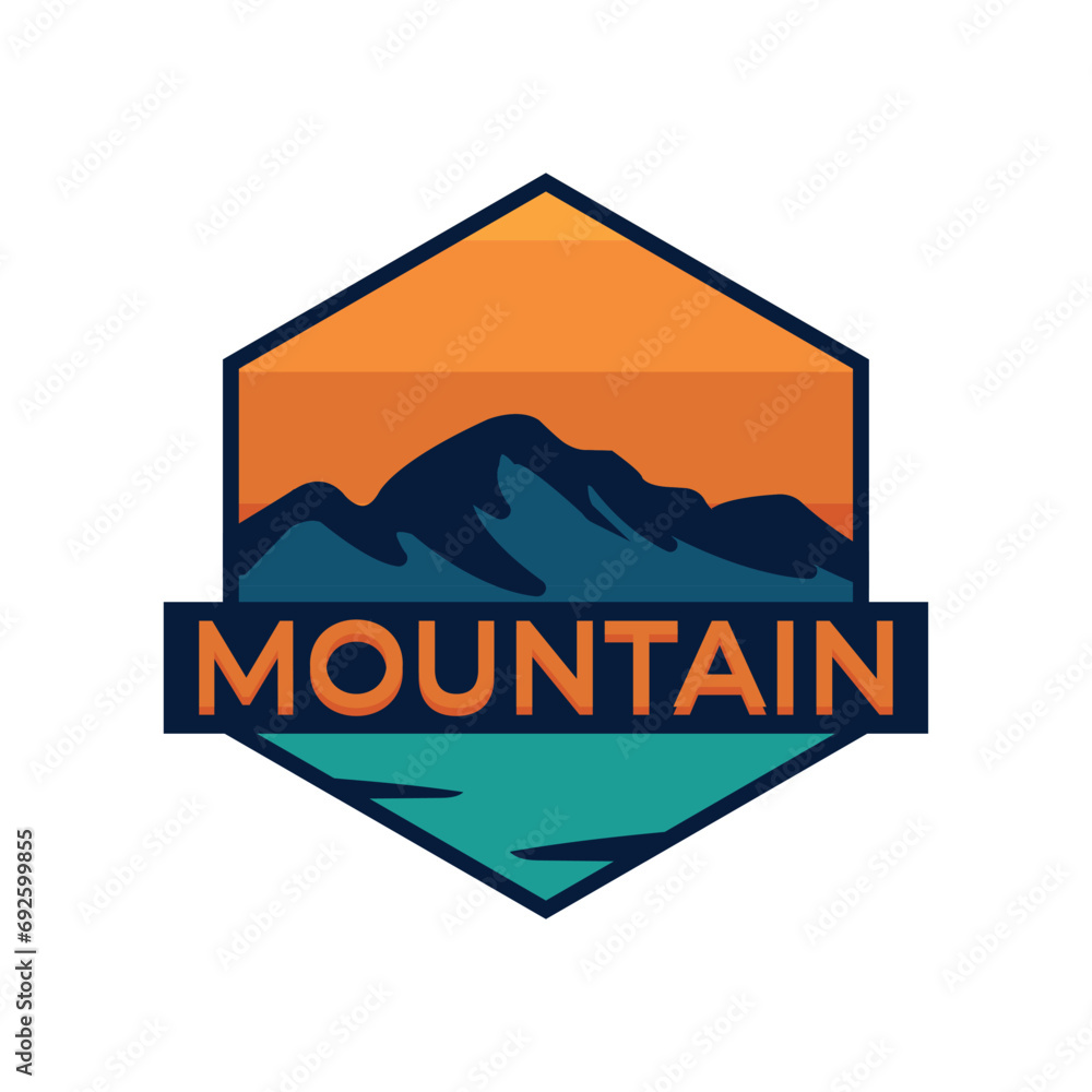 badge mountain logo, outdoor hill logo vector illustrator design badge mountain logo, outdoor hill logo vector illustrator design