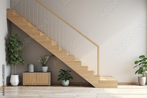 Luxury contemporary interior design with sleek wooden stairs
