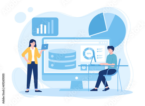 growth data analysis colleague concept flat illustration