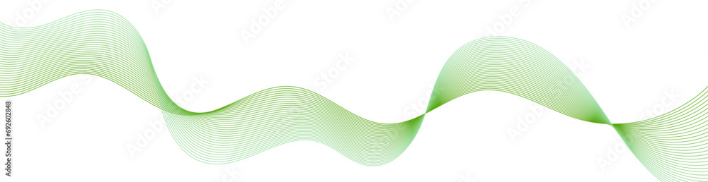Fototapeta premium Abstract background with waves for banner. Web banner size. Vector background with lines. Element for design isolated on white. Green, eco, nature. Holiday, spring