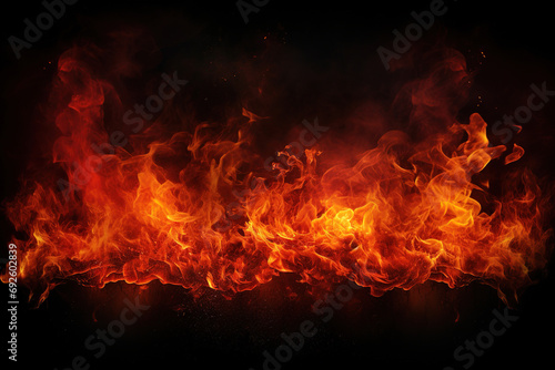 fire on black background. Generative Ai © Shades3d