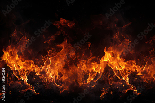 fire on black background. Generative Ai © Shades3d