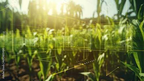 Blurred image  Farmers use tablets to analyze data